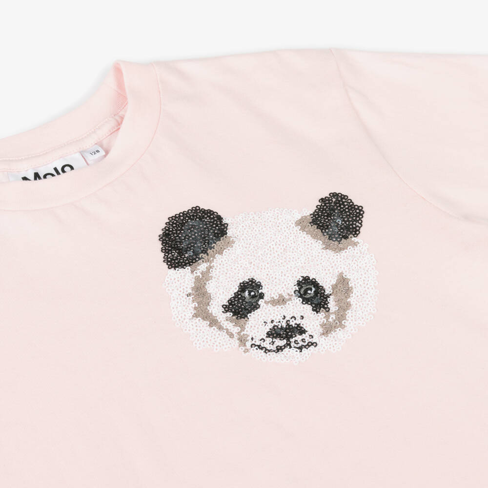 Molo-Футболка из органического хлопка с розовой пандой для девочек | Childrensalon Outlet