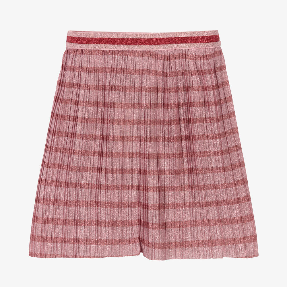 Molo-Pink Pleated Stripe Skirt | Childrensalon Outlet