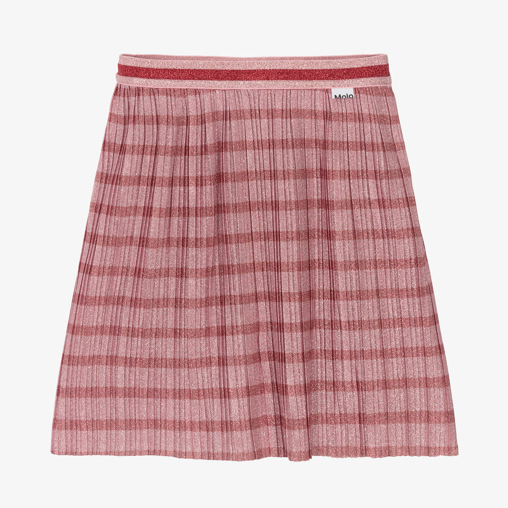 Molo - Pink Pleated Stripe Skirt | Childrensalon