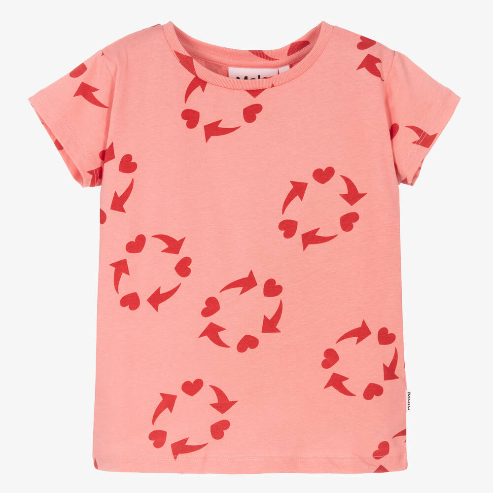 Molo - T-shirt en coton rose et rouge | Childrensalon