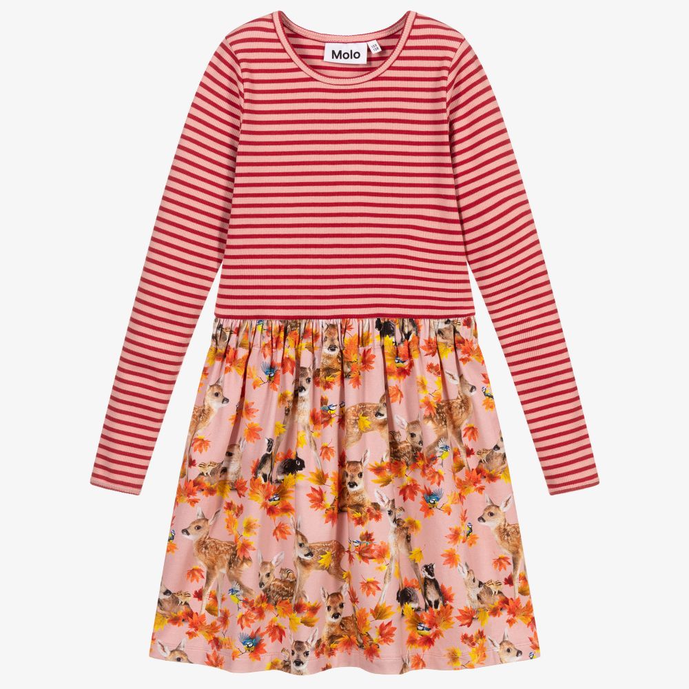 Molo - Rehkitz-Kleid in Rosa und Rot | Childrensalon