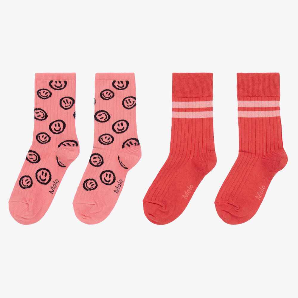 Molo-Pink & Red Socks (2 Pack) | Childrensalon Outlet