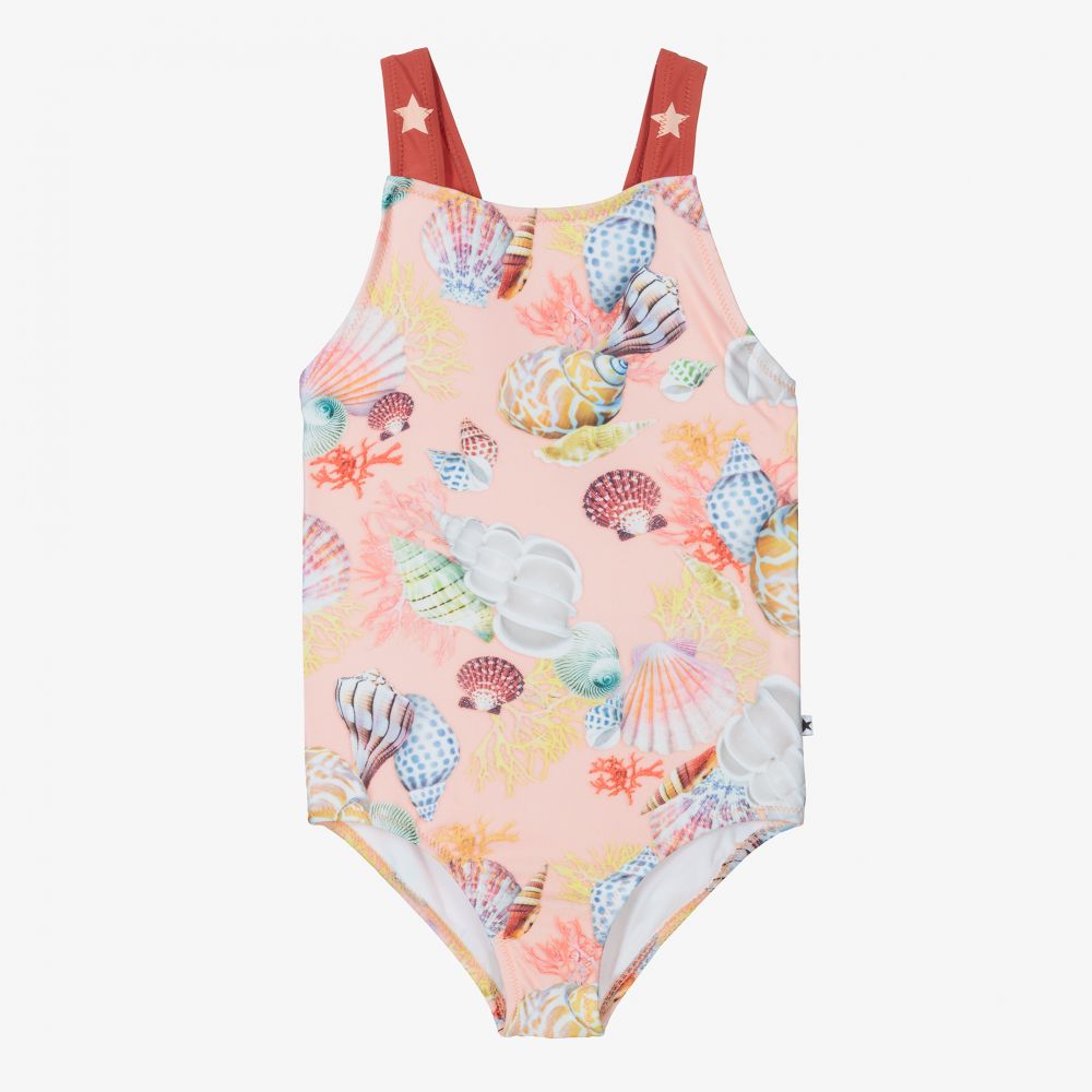 Molo - Pink Shell Swimsuit (UPF 50+) | Childrensalon