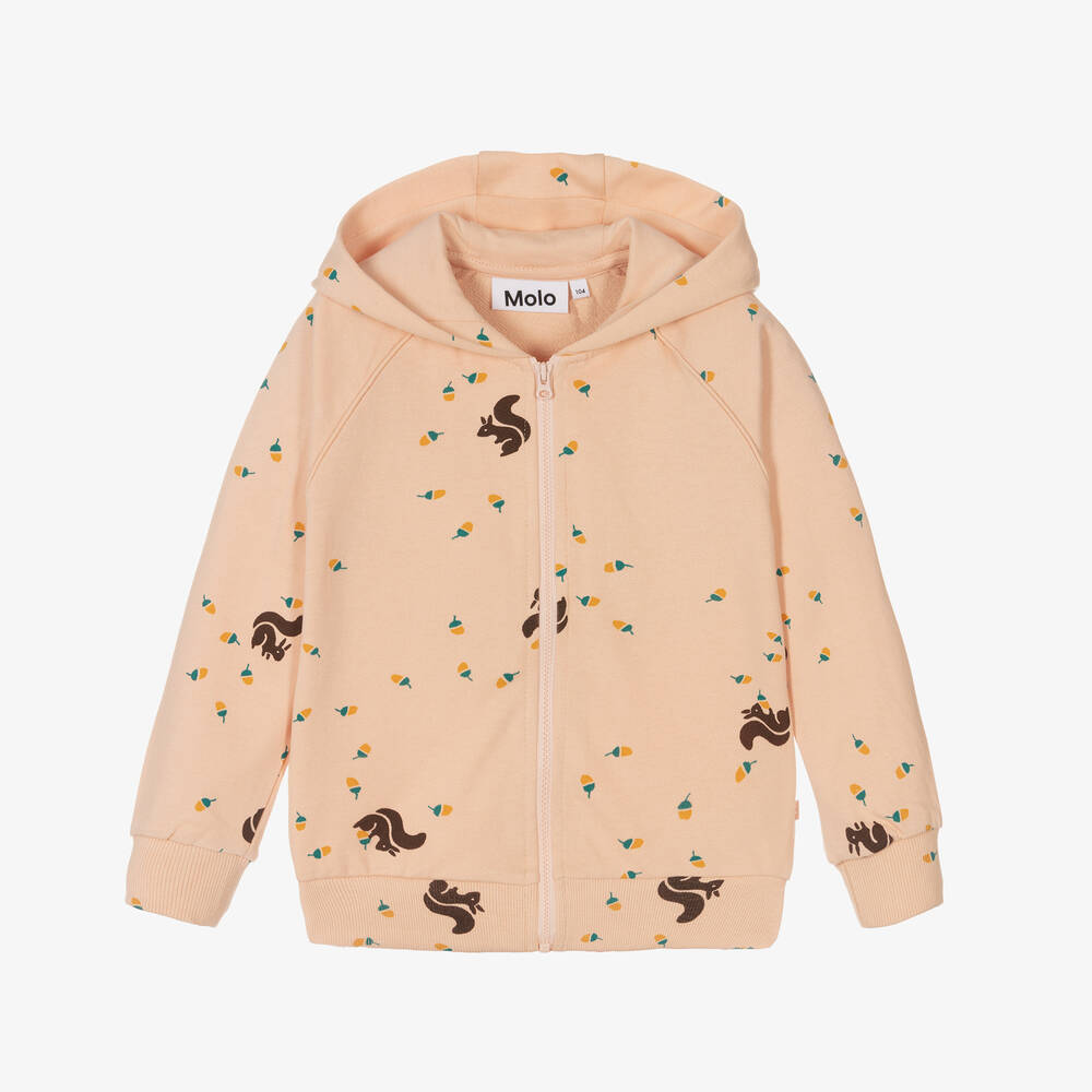 Molo-Pink Squirrel Cotton Zip-Up Top | Childrensalon Outlet