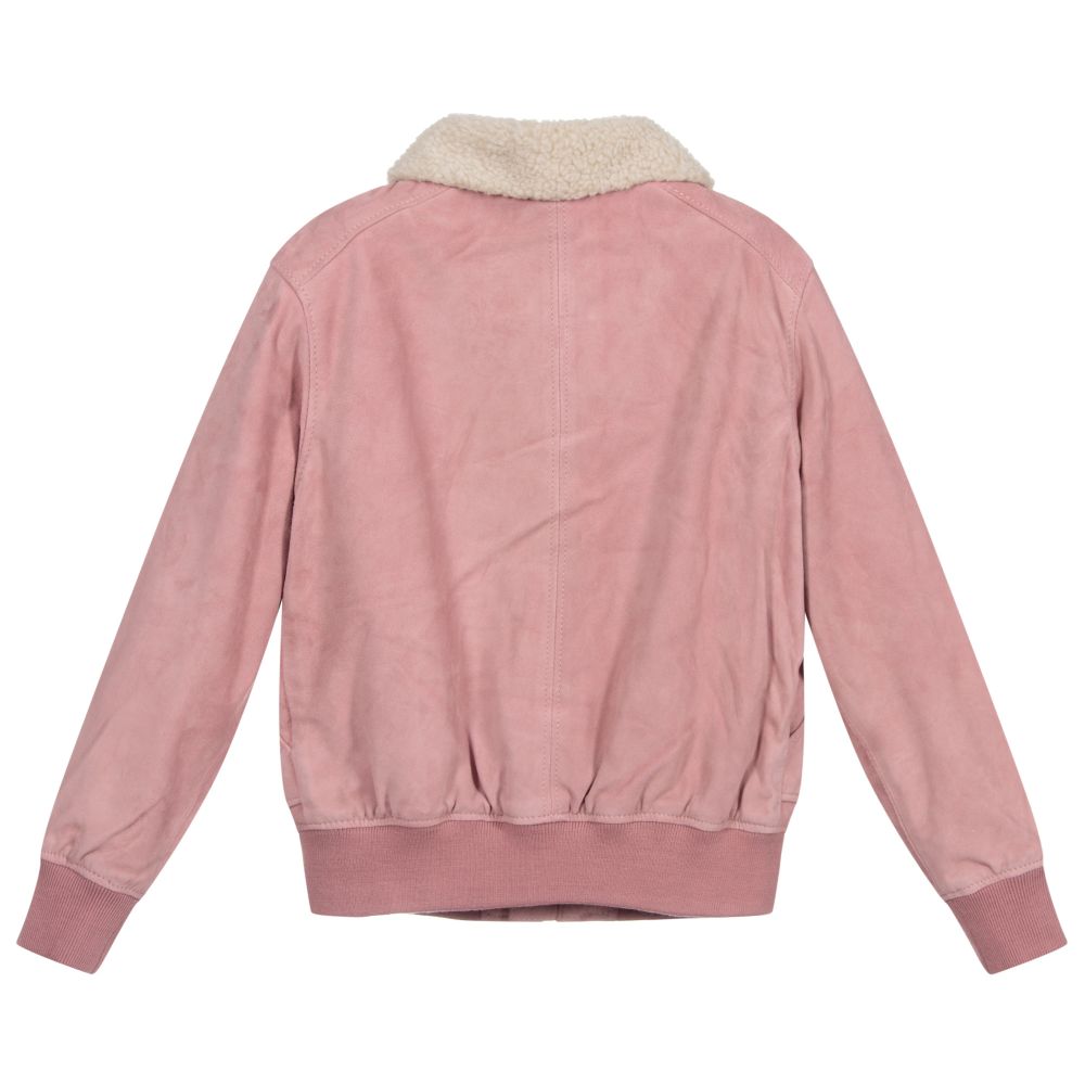 Molo Pink Suede Bomber Jacket Childrensalon Outlet