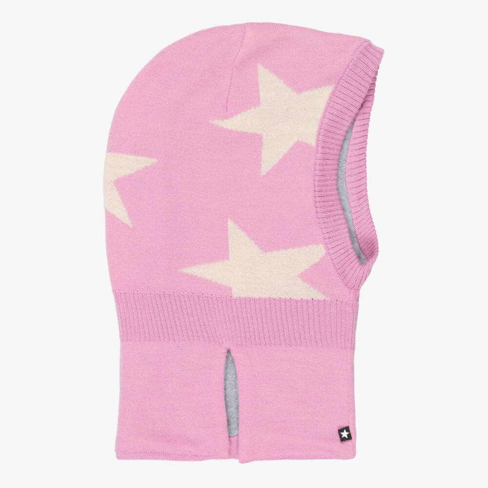 Molo-Pink Wool Knit Star Balaclava | Childrensalon Outlet