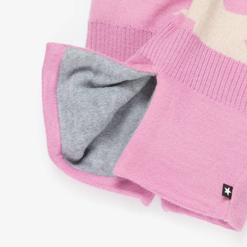 Molo-Pink Wool Knit Star Balaclava | Childrensalon Outlet