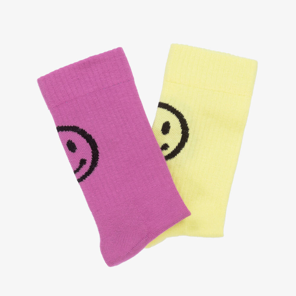 مولو-جوارب للكاحل مزيج قطن لون زهري وأصفر (عدد 2) | Childrensalon Outlet