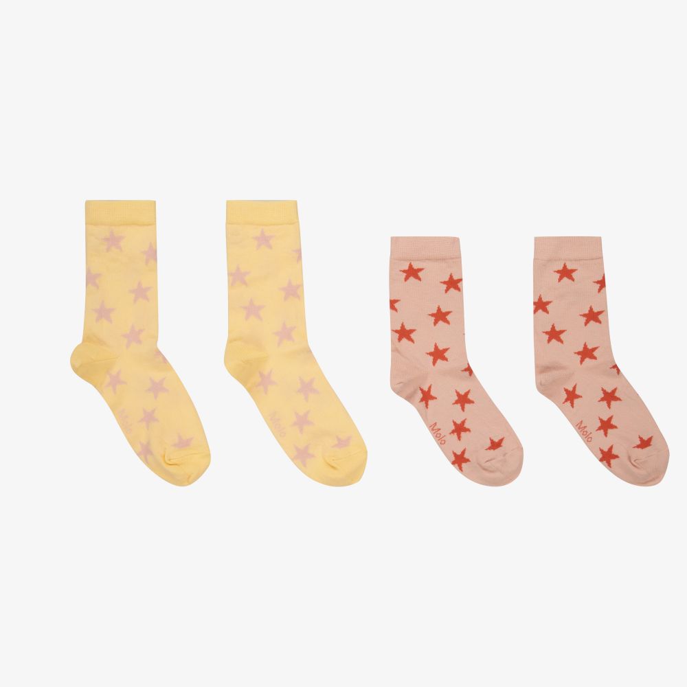 Molo - Розовые и желтые носки (2пары) | Childrensalon