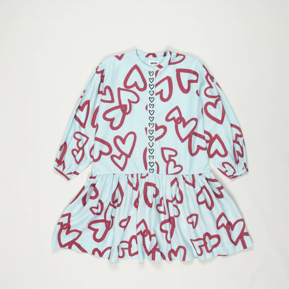 Molo-Preloved Girls Blue Viscose Heart Dress (13-14 years) | Childrensalon Outlet
