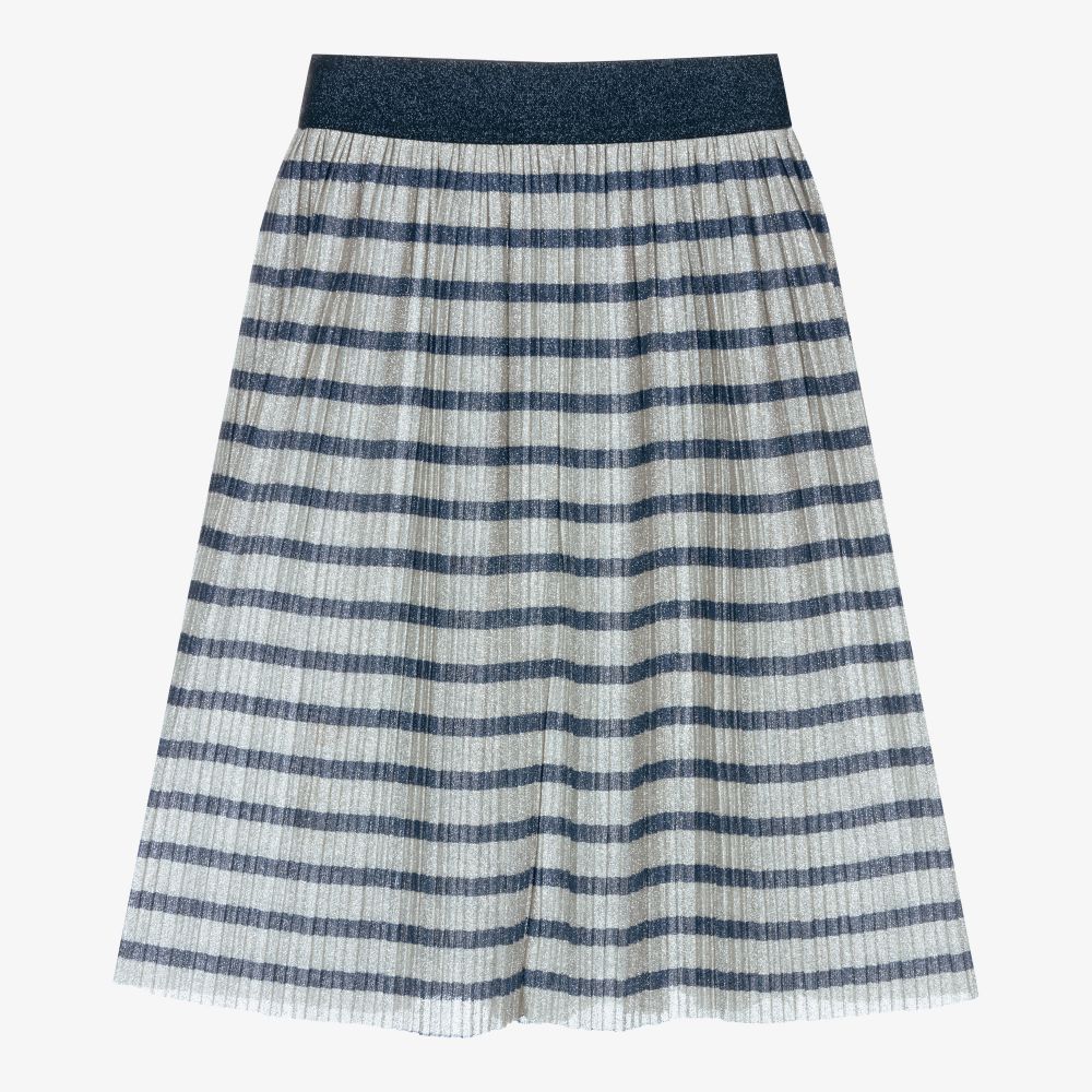 Molo - Silver & Blue Lurex Skirt | Childrensalon