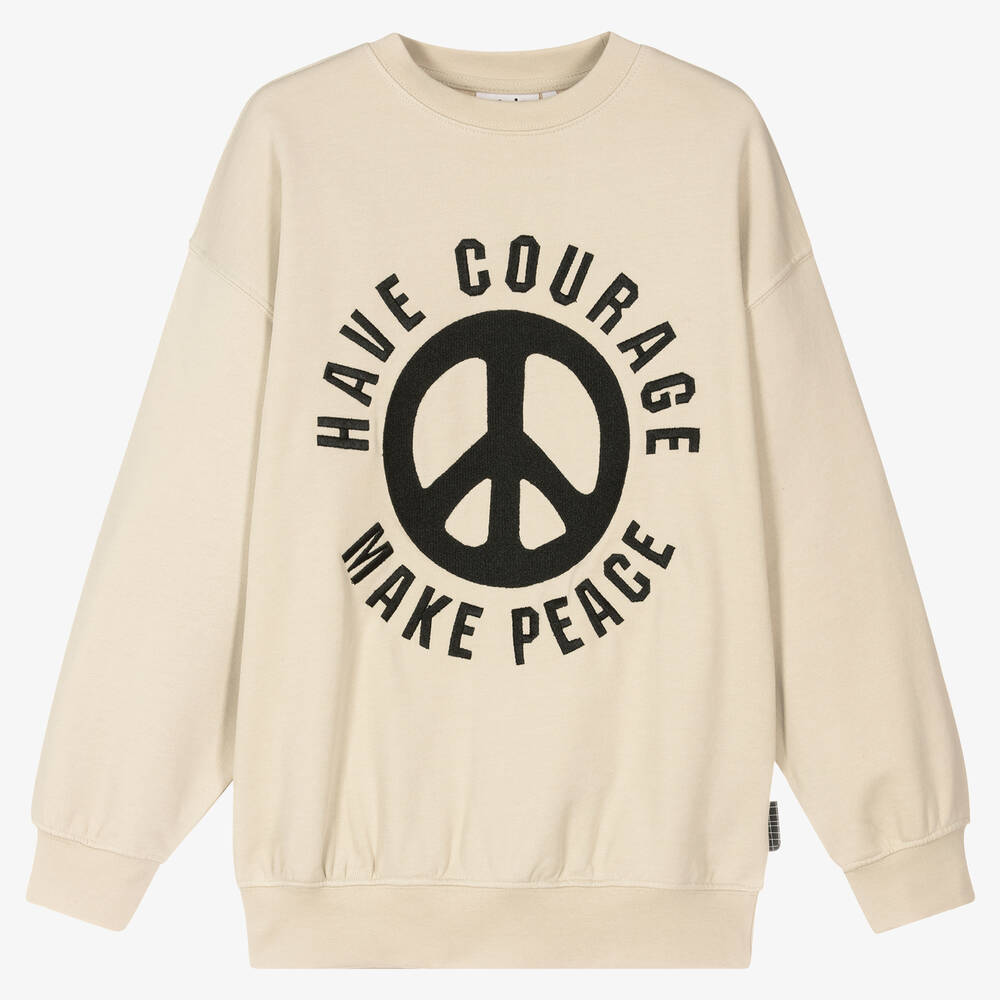 Molo - Sweat beige à logo Peace ado  | Childrensalon