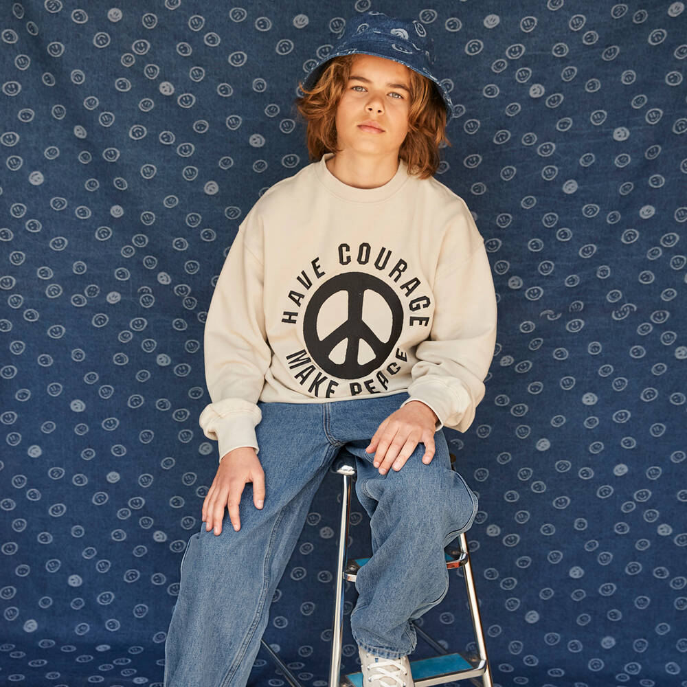 Molo-Бежевый свитшот с логотипом мира для подростков | Childrensalon Outlet