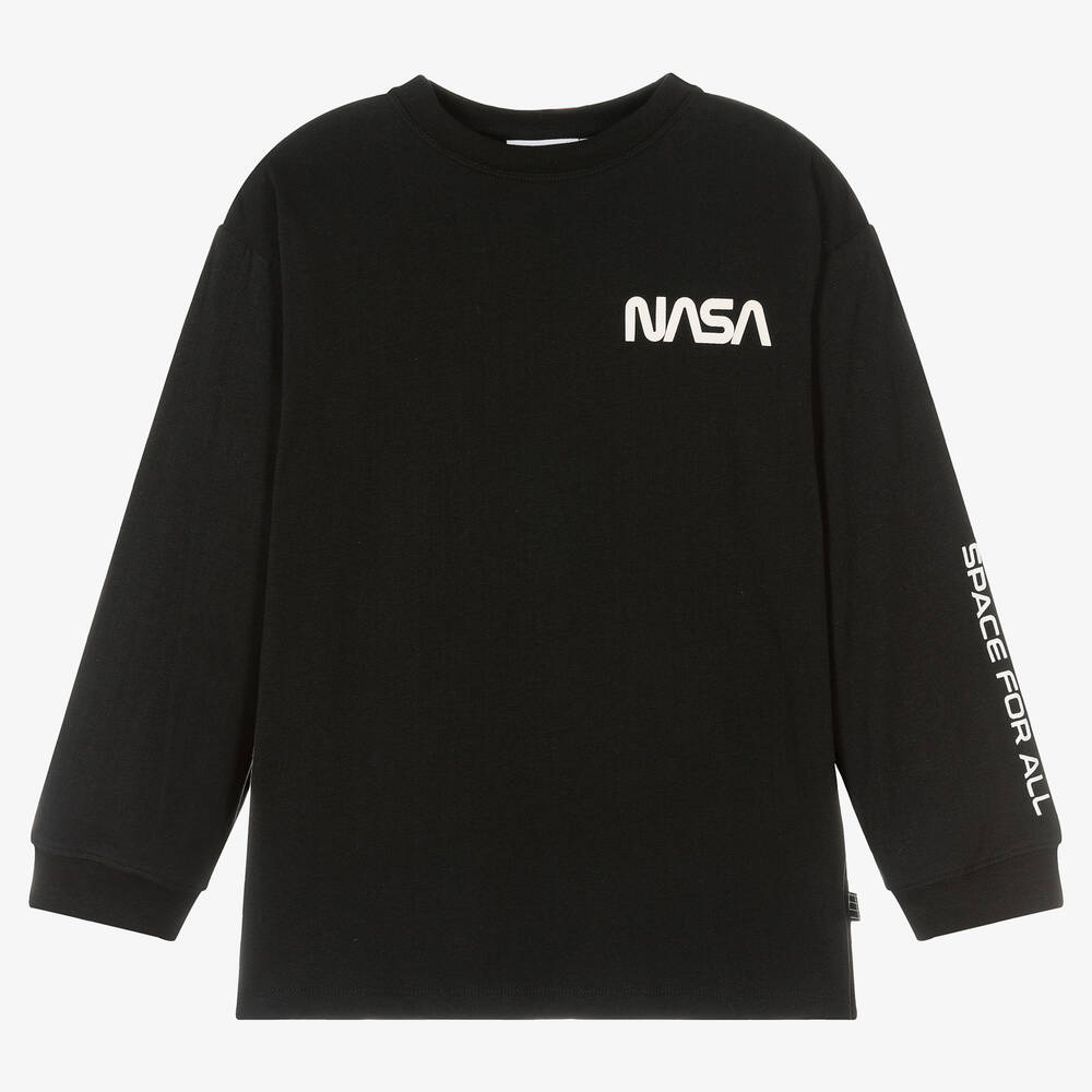 Molo - Teen Black Cotton Nasa Top | Childrensalon