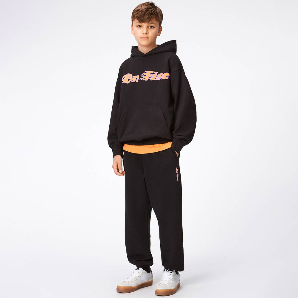Molo-Teen Black Cotton Slogan Hoodie | Childrensalon Outlet