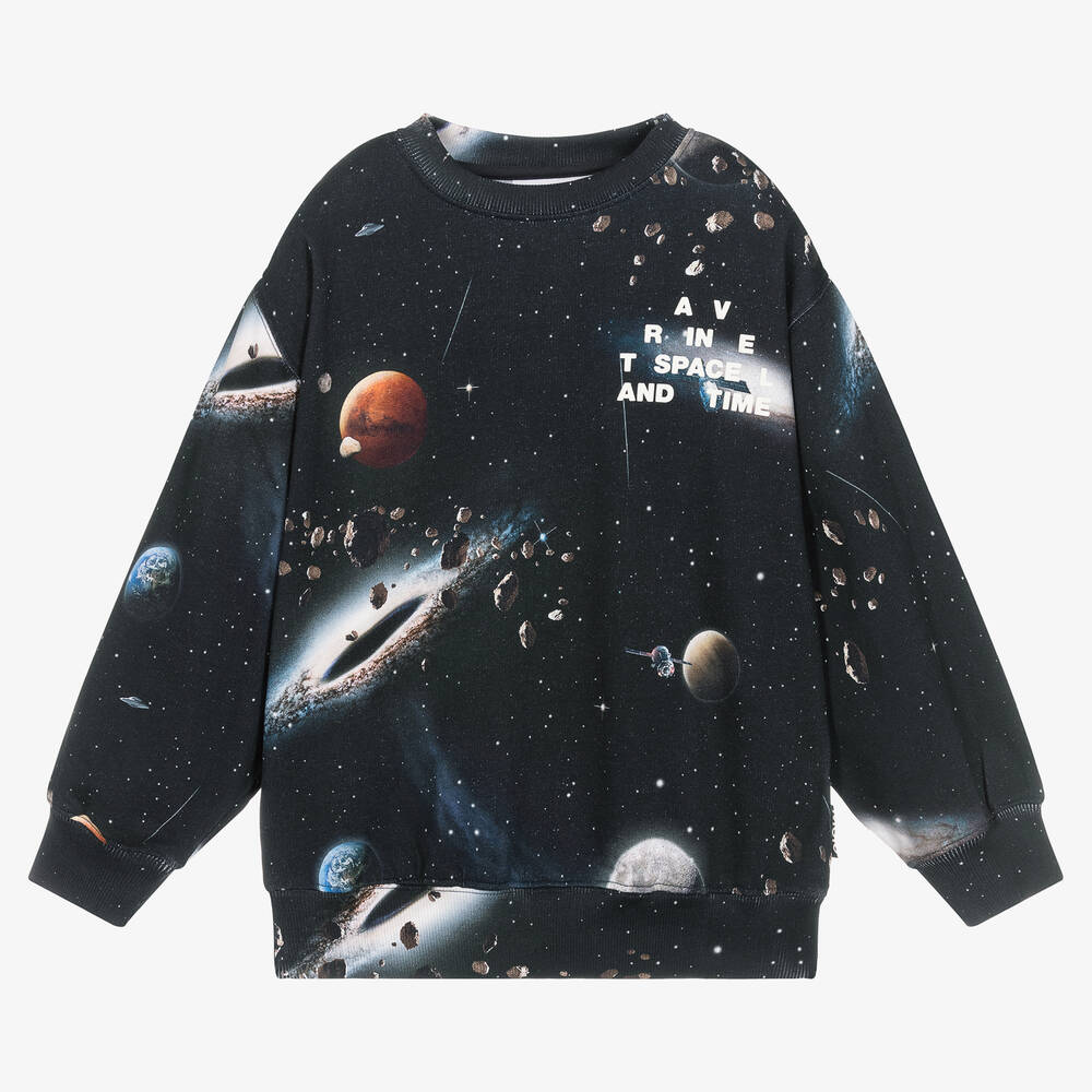 Molo - Weltraum-Baumwollsweatshirt Schwarz | Childrensalon