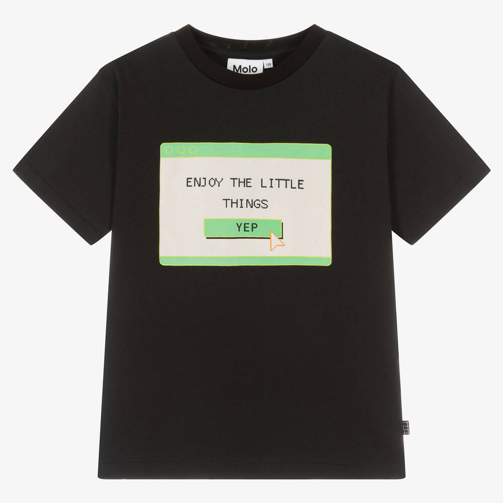 Molo - T-shirt noir en coton bio à motif | Childrensalon
