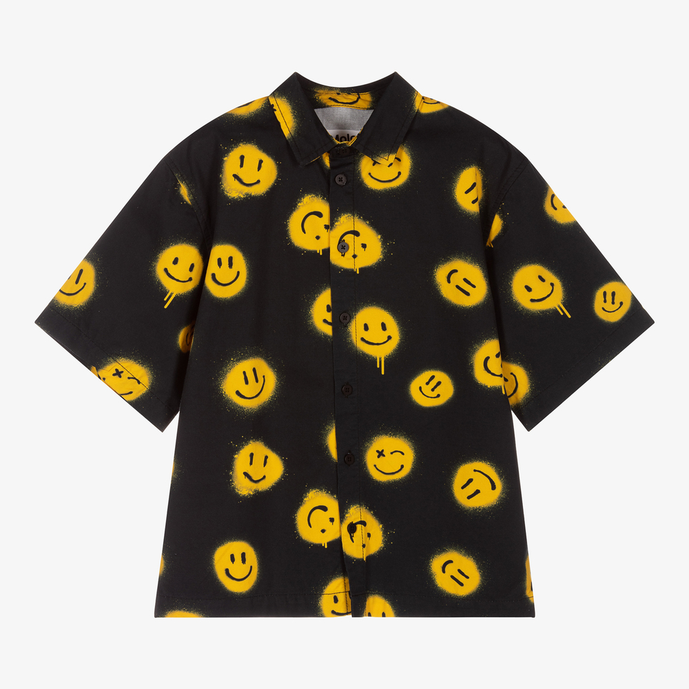 Molo - Teen Black Smiling Face Shirt | Childrensalon