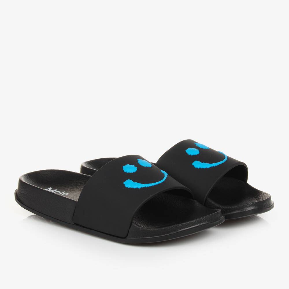 Molo-Teen Black Smiling Face Sliders | Childrensalon Outlet