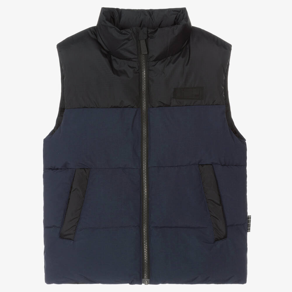 Molo - Teen Blue & Black Puffer Gilet | Childrensalon