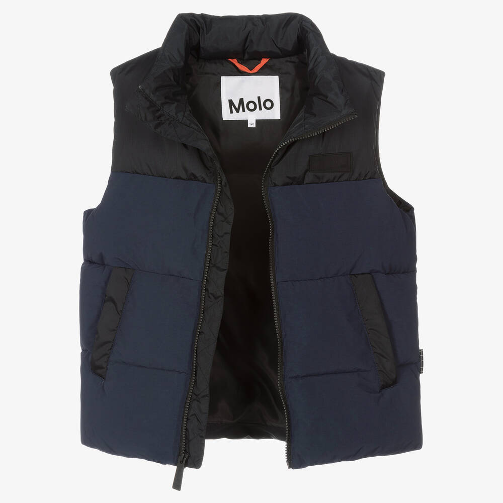 Molo-Teen Blue & Black Puffer Gilet | Childrensalon Outlet