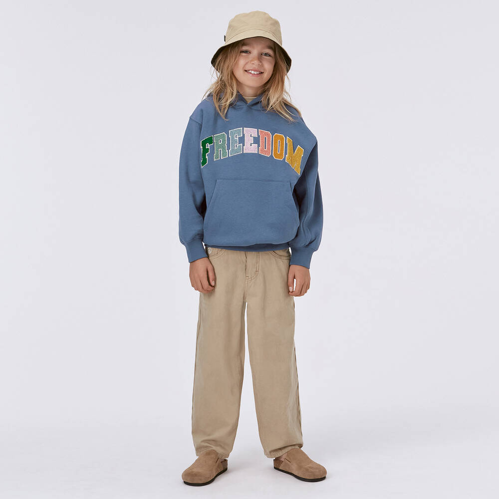 Molo-Teen Blue Cotton Freedom Hoodie | Childrensalon Outlet