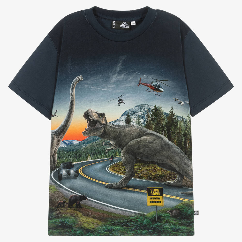 Molo - Blaues Teen Dino-T-Shirt | Childrensalon