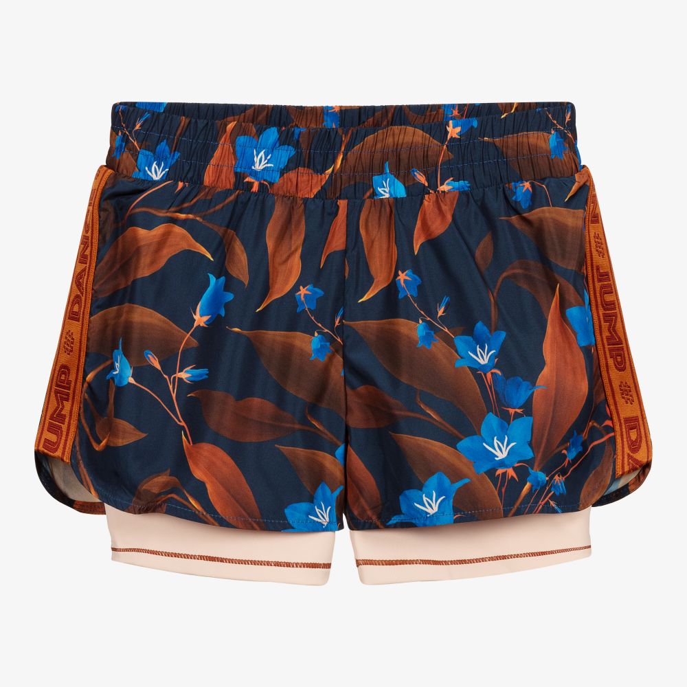 Molo - Blaue Teen Sportshorts mit Blumen  | Childrensalon