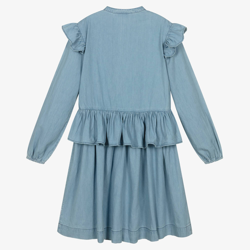 Molo-Голубое хлопковое платье с оборками для подростков | Childrensalon Outlet