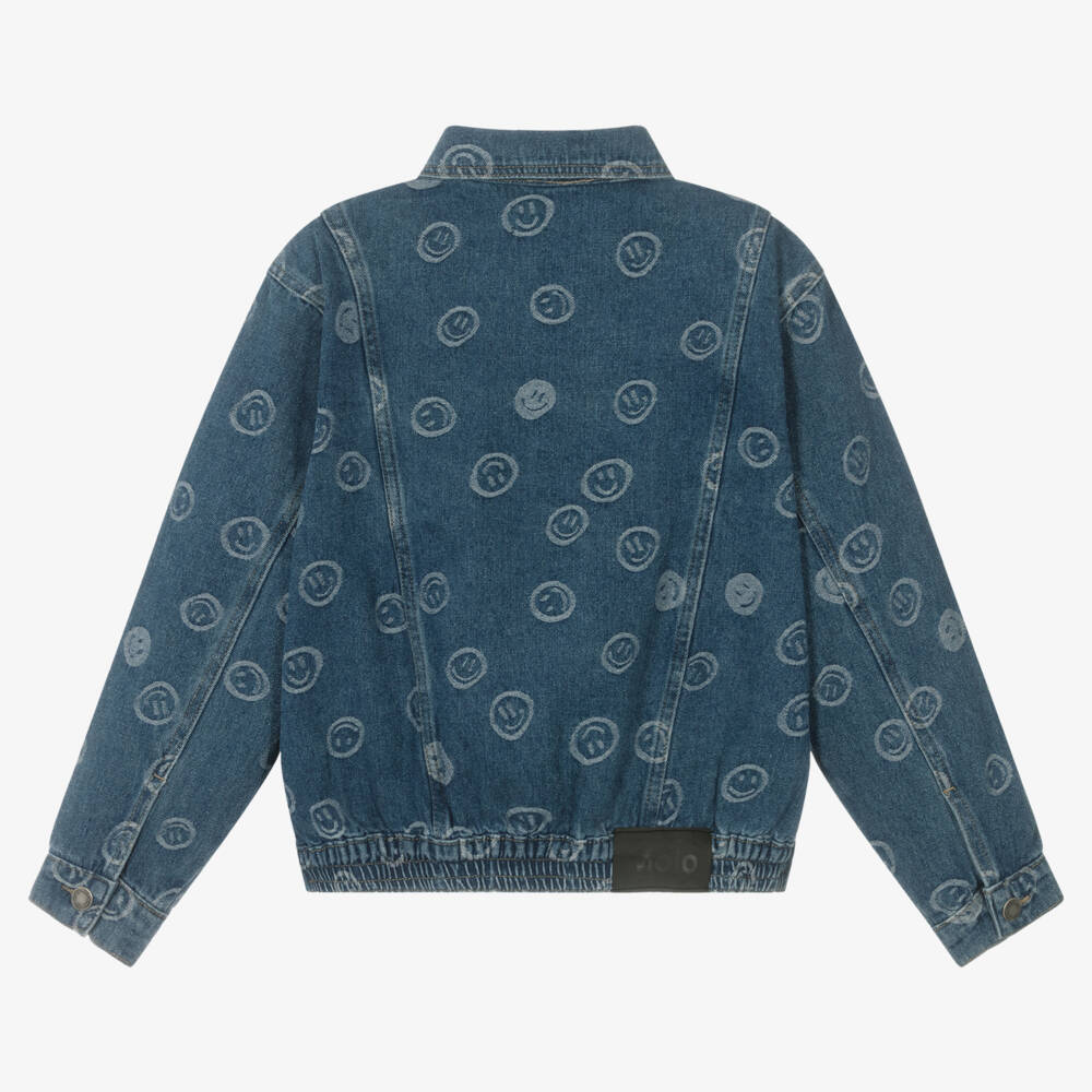 Molo-Teen Blue Smiling Face Denim Jacket | Childrensalon Outlet