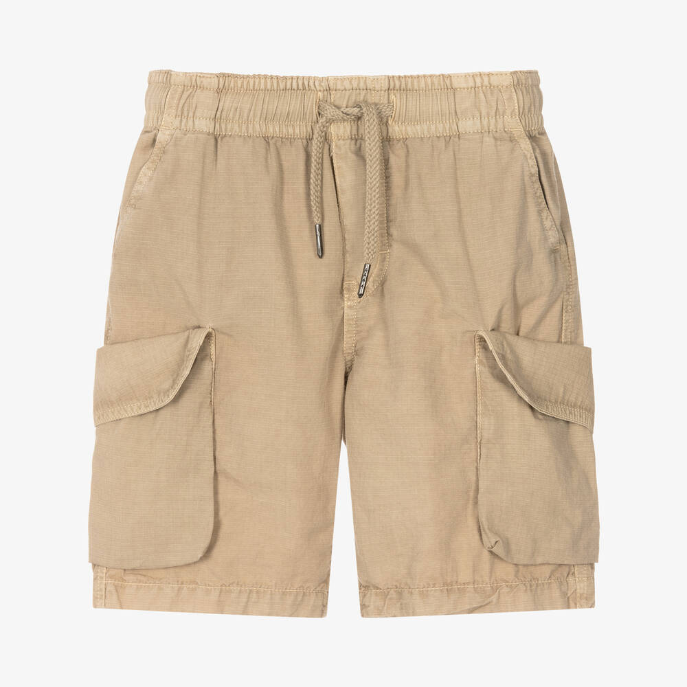 Molo - Teen Boys Beige Cotton Cargo Shorts  | Childrensalon