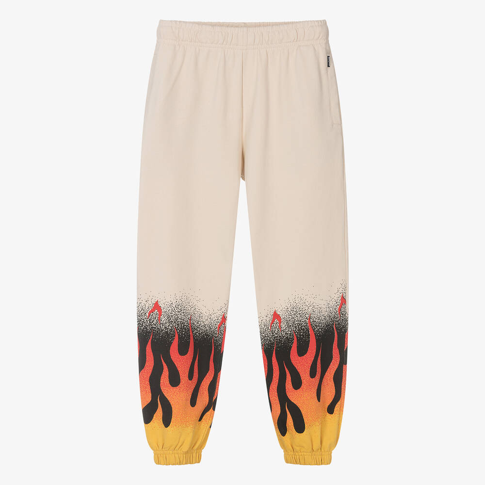Molo-Teen Boys Beige Cotton Flame Joggers | Childrensalon Outlet
