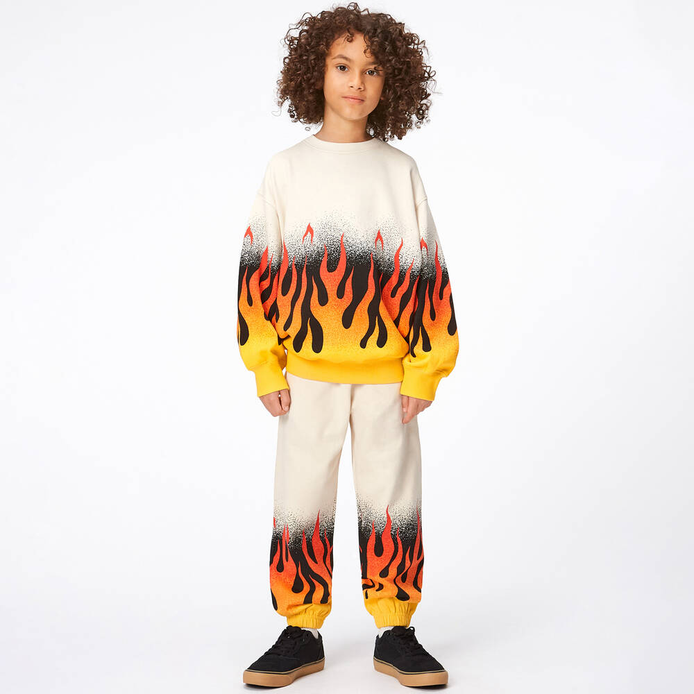 Molo-Teen Boys Beige Cotton Flame Sweatshirt | Childrensalon Outlet