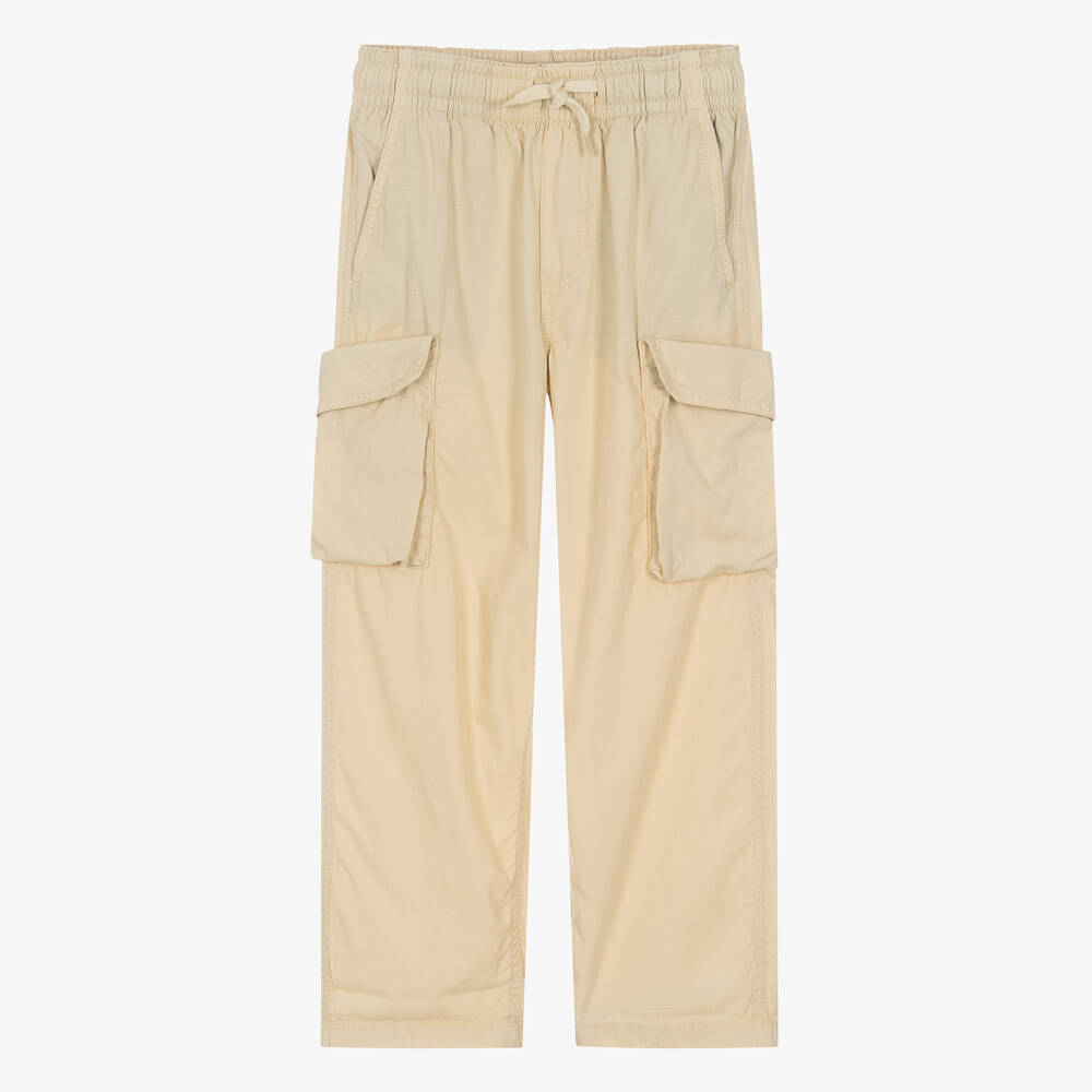 Molo-Teen Boys Beige Cotton Relaxed Fit Trousers | Childrensalon Outlet