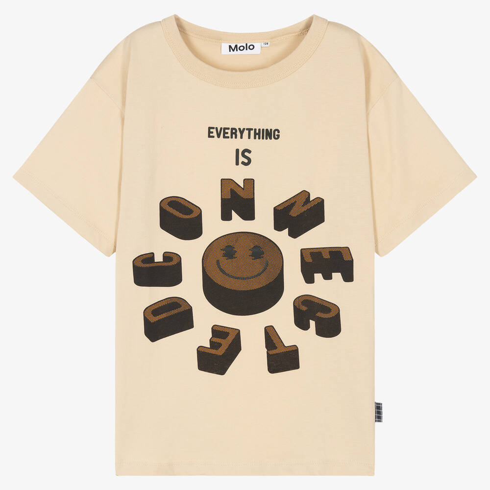 Molo - Teen Boys Beige Organic Cotton T-Shirt | Childrensalon