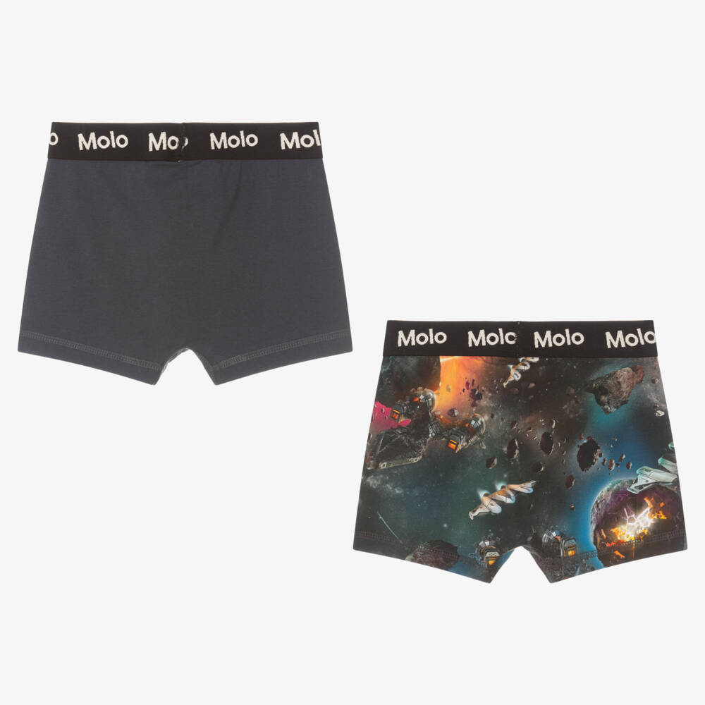 Molo-Teen Boys Black & Blue Cotton Boxers (2 Pack) | Childrensalon Outlet
