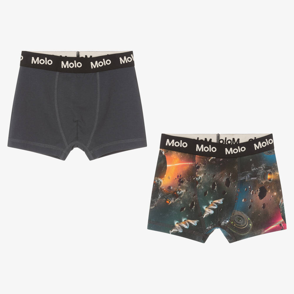 Molo - Teen Boys Black & Blue Cotton Boxers (2 Pack) | Childrensalon