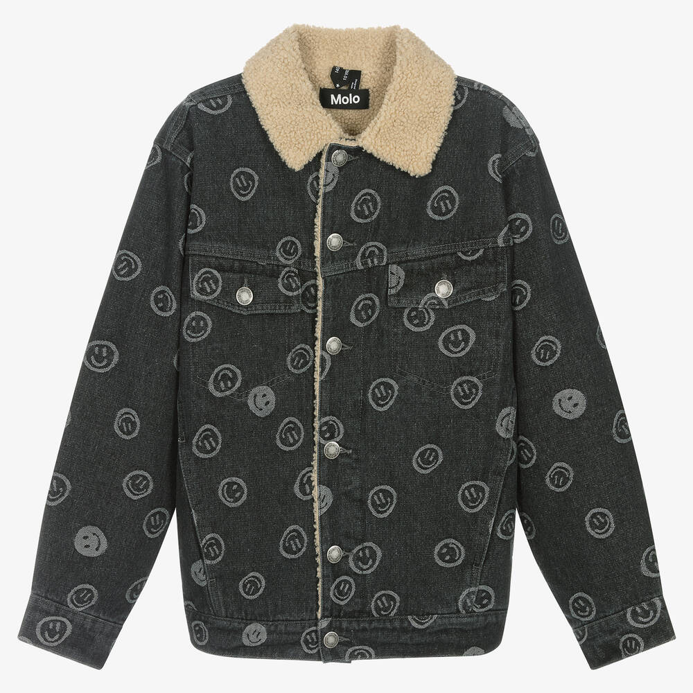Molo - Teen Boys Black Cotton Denim Smile Jacket | Childrensalon