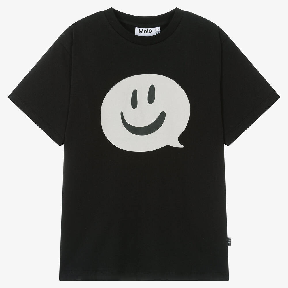 Molo - Черная хлопковая футболка с облачком текста | Childrensalon