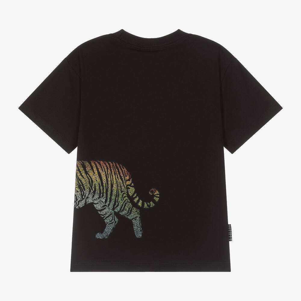 Molo-Teen Boys Black Cotton Tiger T-Shirt | Childrensalon Outlet