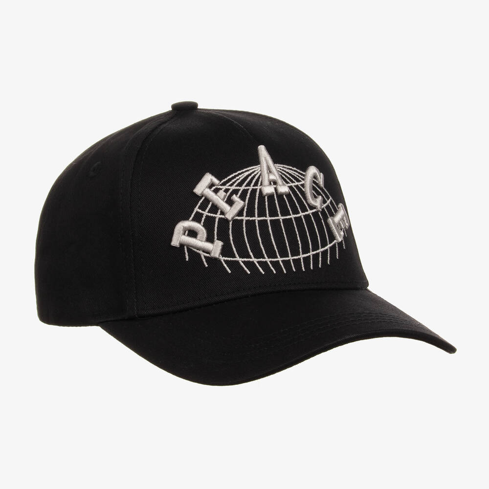 Molo-Teen Boys Black Peace Baseball Cap | Childrensalon Outlet