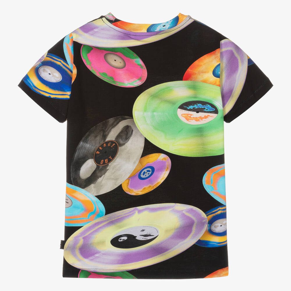 Molo-Teen Boys Black Vinyl Records T-Shirt | Childrensalon Outlet