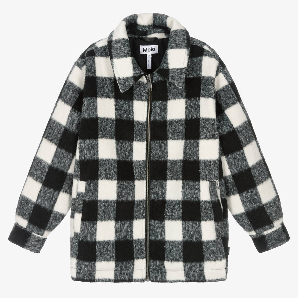 Molo - Teen Boys Black & White Check Jacket | Childrensalon