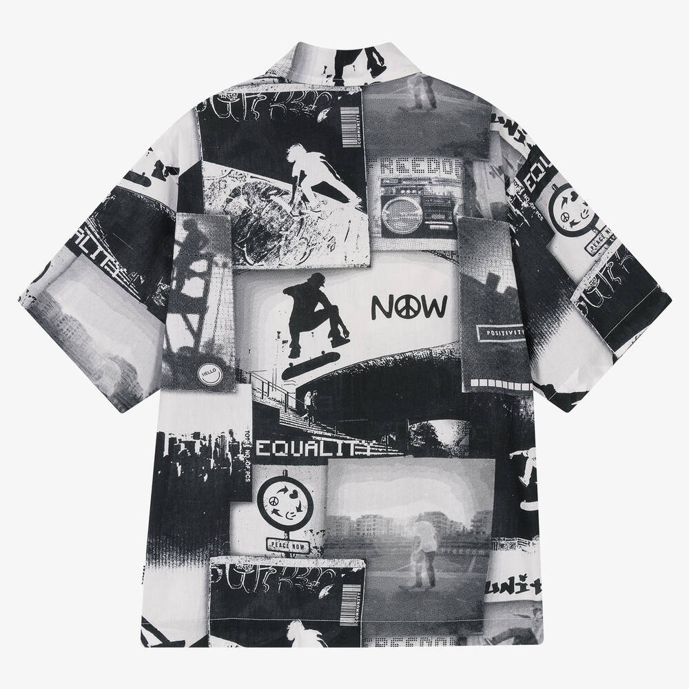 Molo-Teen Boys Black & White Organic Cotton Shirt | Childrensalon Outlet