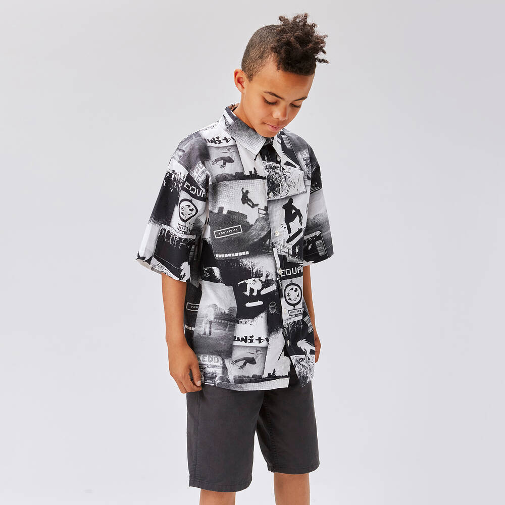 Molo-Teen Boys Black & White Organic Cotton Shirt | Childrensalon Outlet