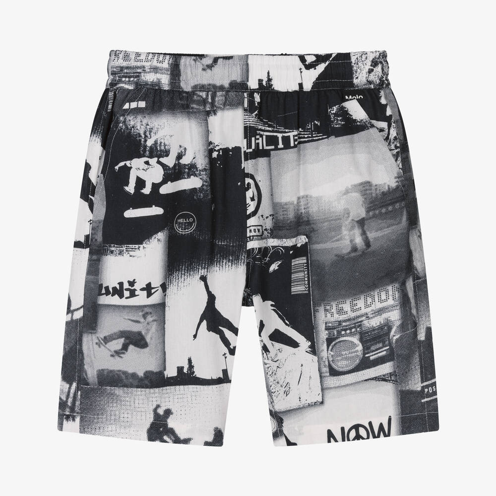 Molo - Teen Boys Black & White Organic Cotton Shorts | Childrensalon