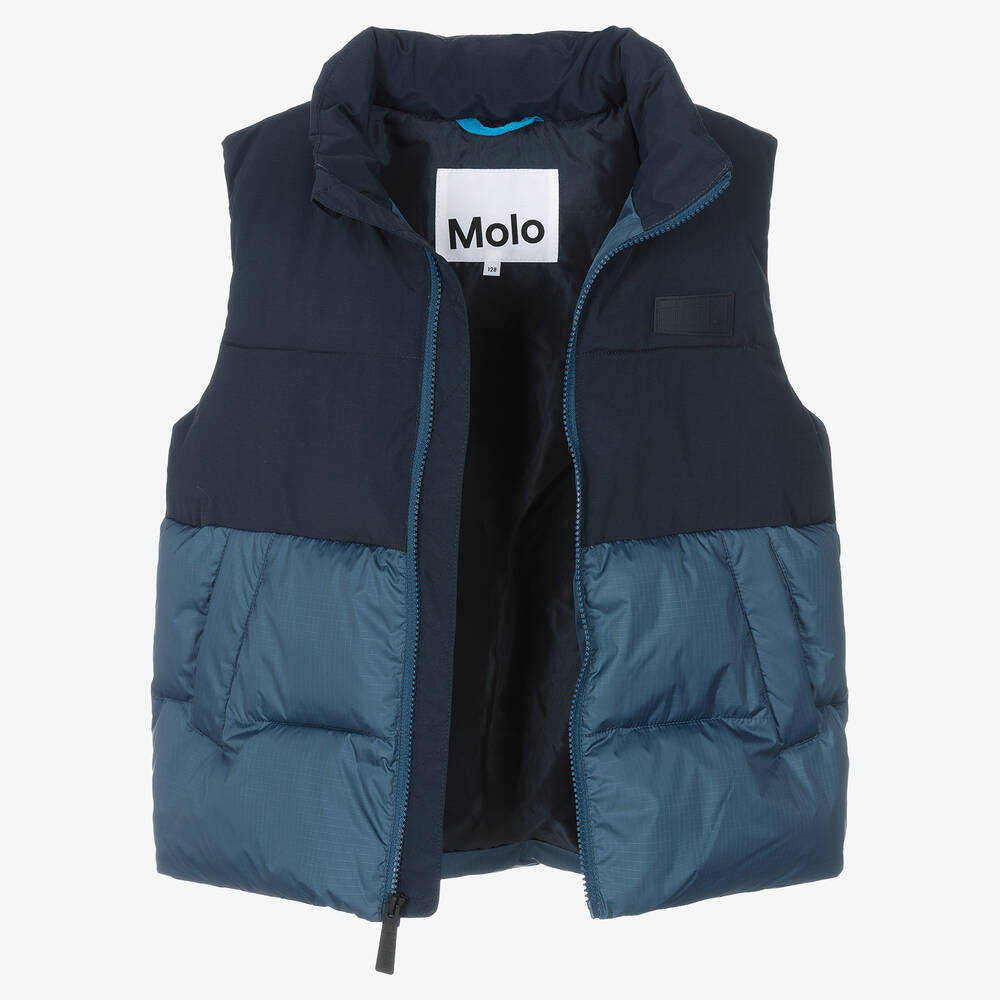 Molo-Teen Boys Blue Colourblock Puffer Gilet | Childrensalon Outlet