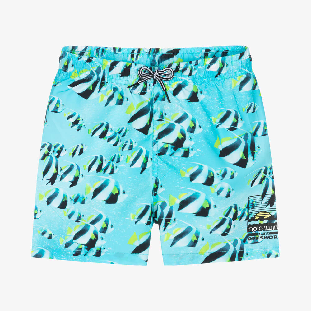 Molo - Teen Boys Blue Fish Swim Shorts (UPF50+) | Childrensalon
