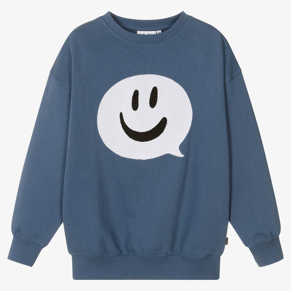 Molo - Blaues Teen Happy Face Sweatshirt | Childrensalon