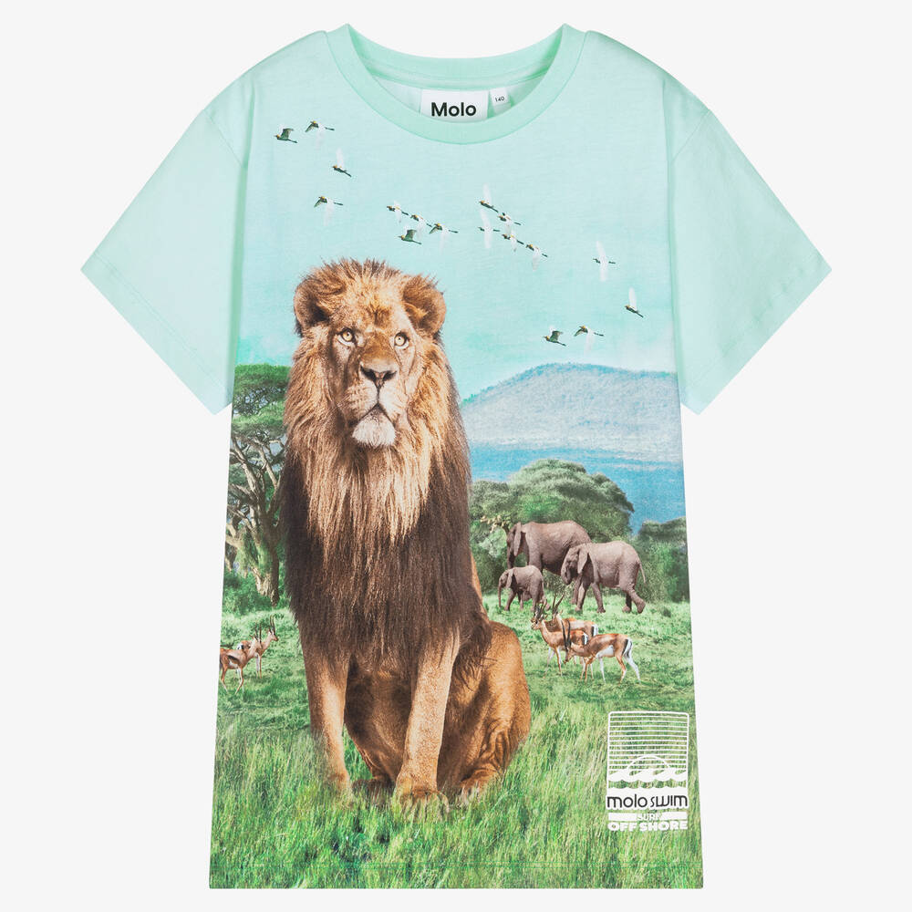 Molo - T-shirt bleu à imprimé lion ado | Childrensalon